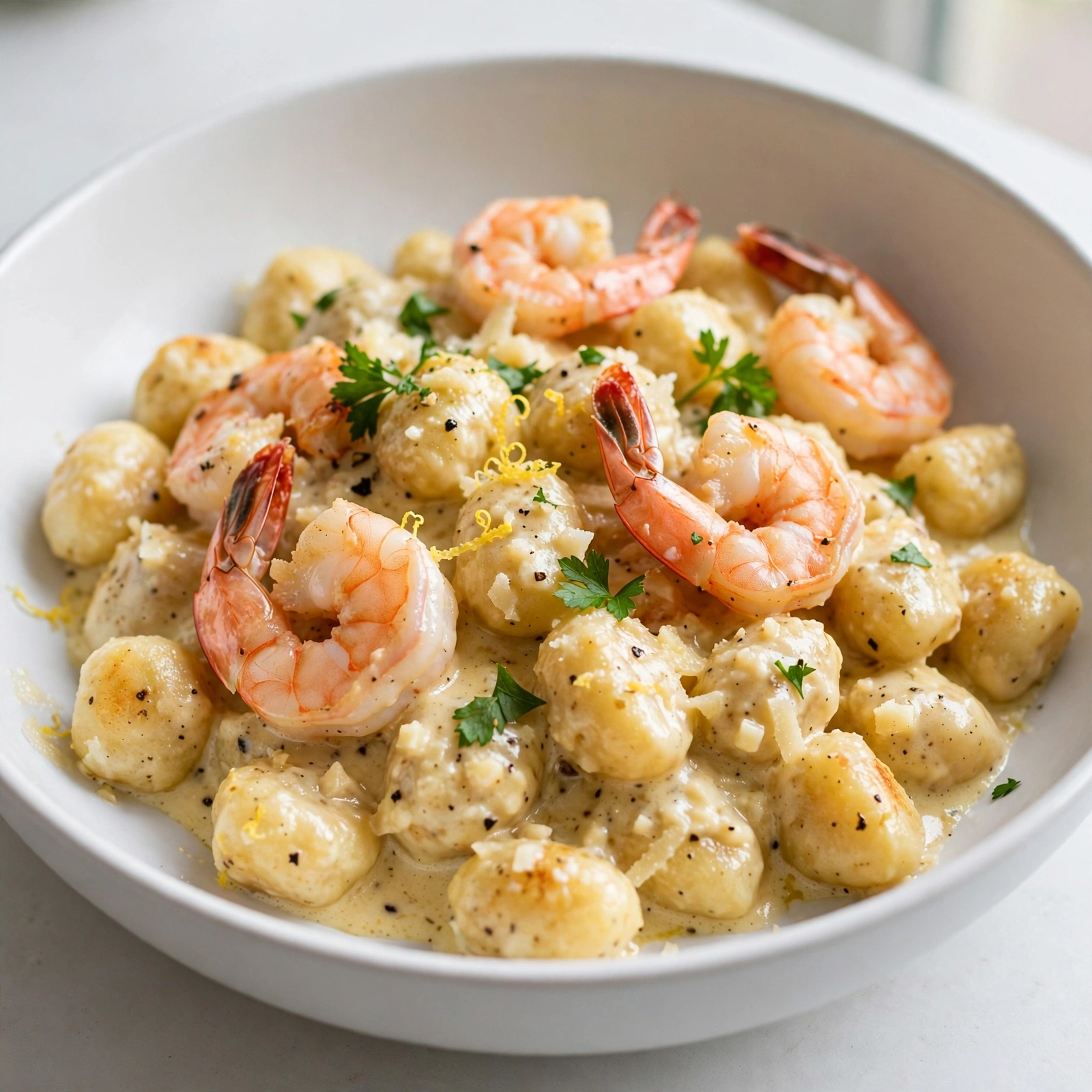 Shrimp and Gnocchi with Garlic Parmesan Cream Sauce